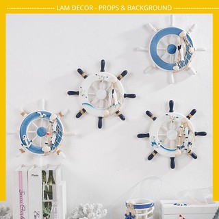 Mô Hình Tay Lái Trang Trí Phong Cách Biển LAM DECOR Màu Gỗ
