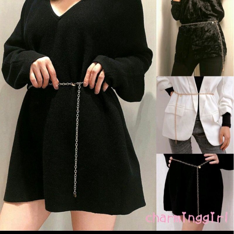 Thắt lưng mini phối dây xích cá tính