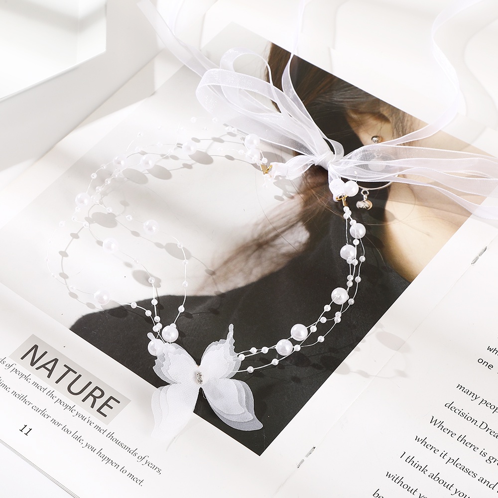 Băng Đô Vải Lưới Đính Hoa Và Ngọc Trai Thời Trang Cho Bé Gái