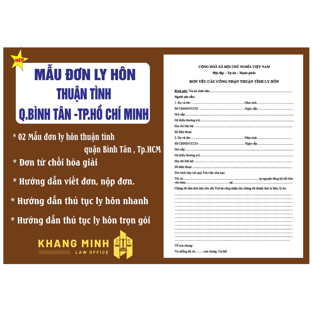 Thủ tục ly hôn thuận tình tại toà án quận Bình Tân + Đơn ly hôn thuận tình+ Hướng dẫn mới nhất