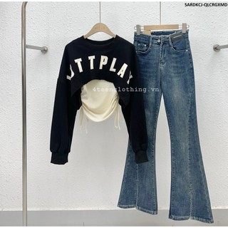 Set áo ba lỗ rút dây khoác croptop juttplay