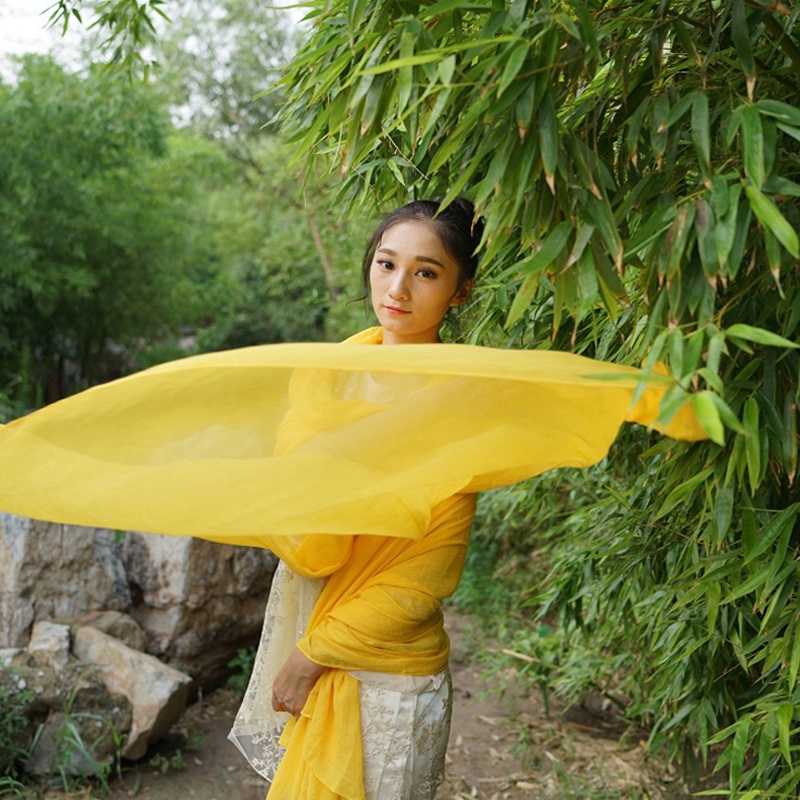 Khăn Choàng Cổ Dài 180 * 55cm Chất Liệu Cotton Lanh Màu Trơn Thời Trang