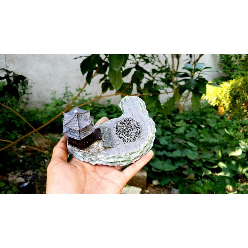 Phụ kiện trang trí tiểu cảnh, non bộ. Bộ Sân Chòi mini ( bột đá cao cấp)