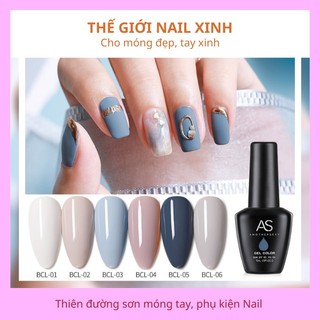 Sơn gel AS dùng máy hơ móng tay tone xám xanh ghi kem trắng mã BCL 15ml