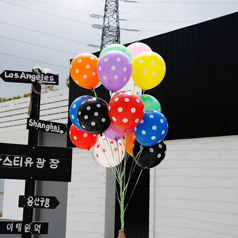 Set 10 Bong Bóng Cao Su Dày 12 Inch Họa Tiết Chấm Bi Nhiều Màu Sắc Trang Trí Tiệc Sinh Nhật Cho Bé