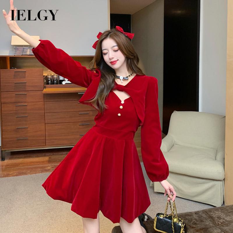 IELGY  Set Áo Váy Đỏ Thiết Kế Thời Trang Giáng Sinh Cho Nữ