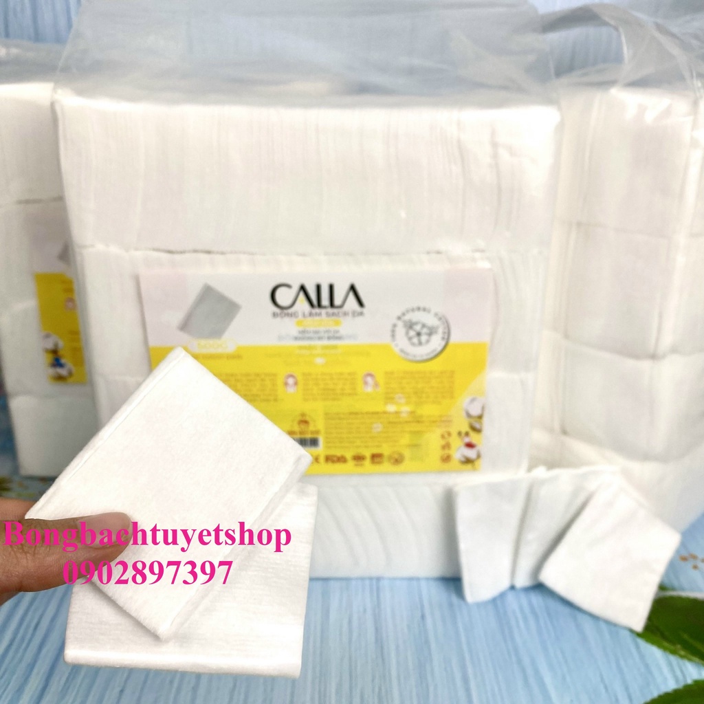 Bông Tẩy Trang Bề Mặt Mịn CALLA Beauty gói 500gr size 5x6cm - Bông Tẩy Trang CALLA Bề Mặt Mịn Bông Bạch Tuyết
