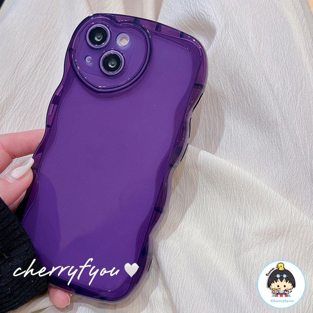 Ốp Điện Thoại TPU Dẻo Họa Tiết Trái Tim Viền Lượn Sóng Màu Tím Đơn Giản Chống Sốc Cho IPhone 11 12 13 14 Pro Max