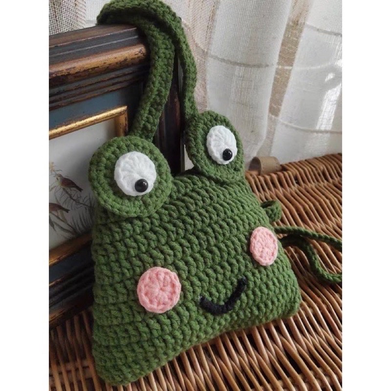 Túi len con ếch xinh handmade