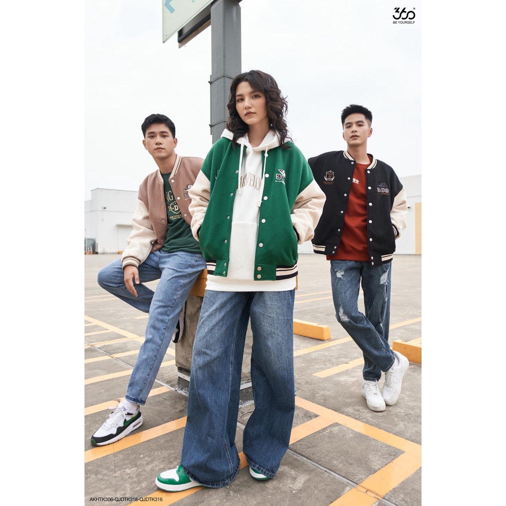 Áo khoác bomber varsity nam thương hiệu thời trang 360 Boutique kiểu dáng trẻ trung chất liệu cao cấp - AKHTK306