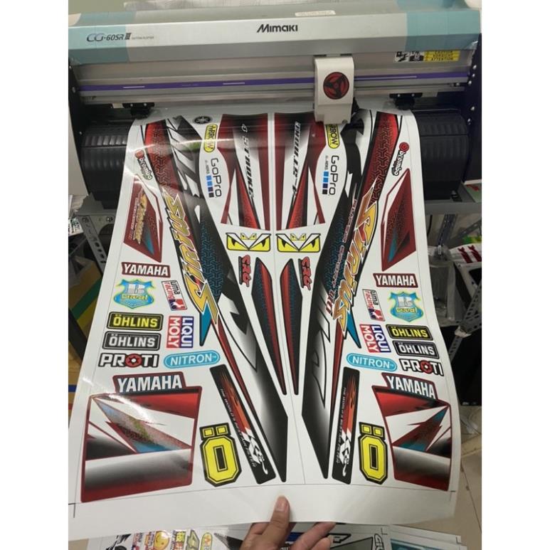 FREE SHIP + QUÀ TẶNG Tem rời xe Sirius hoa văn dán xe đen bụng đỏ