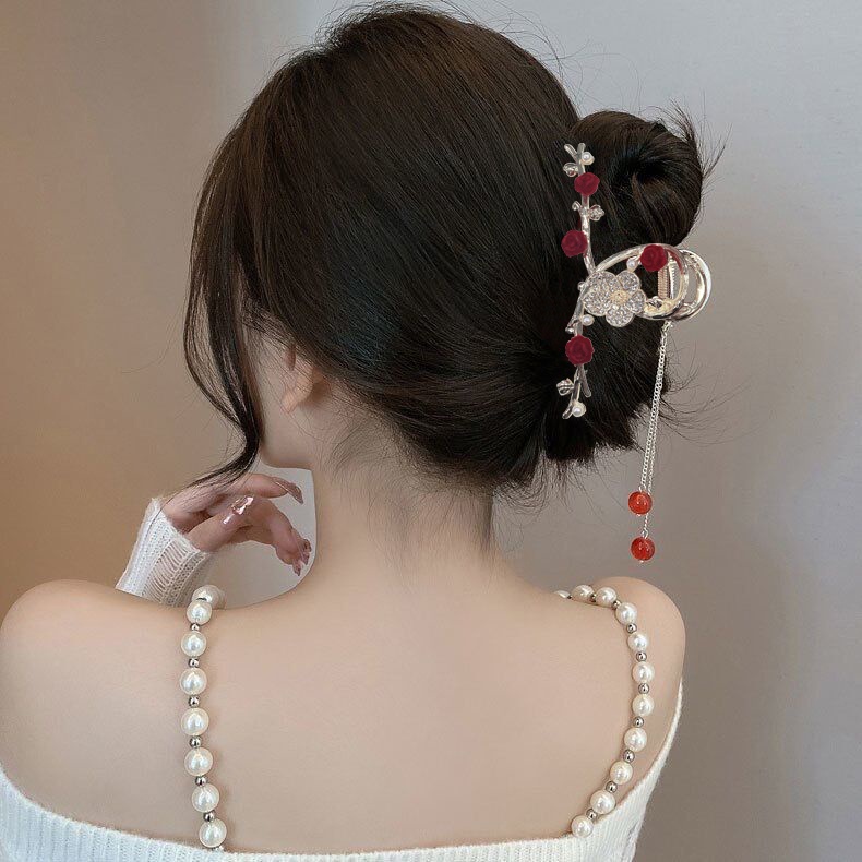 Kẹp Tóc Đính Đá Ngọc Trai Và Nơ Bằng Kim Loại Thời Trang Hàn Quốc