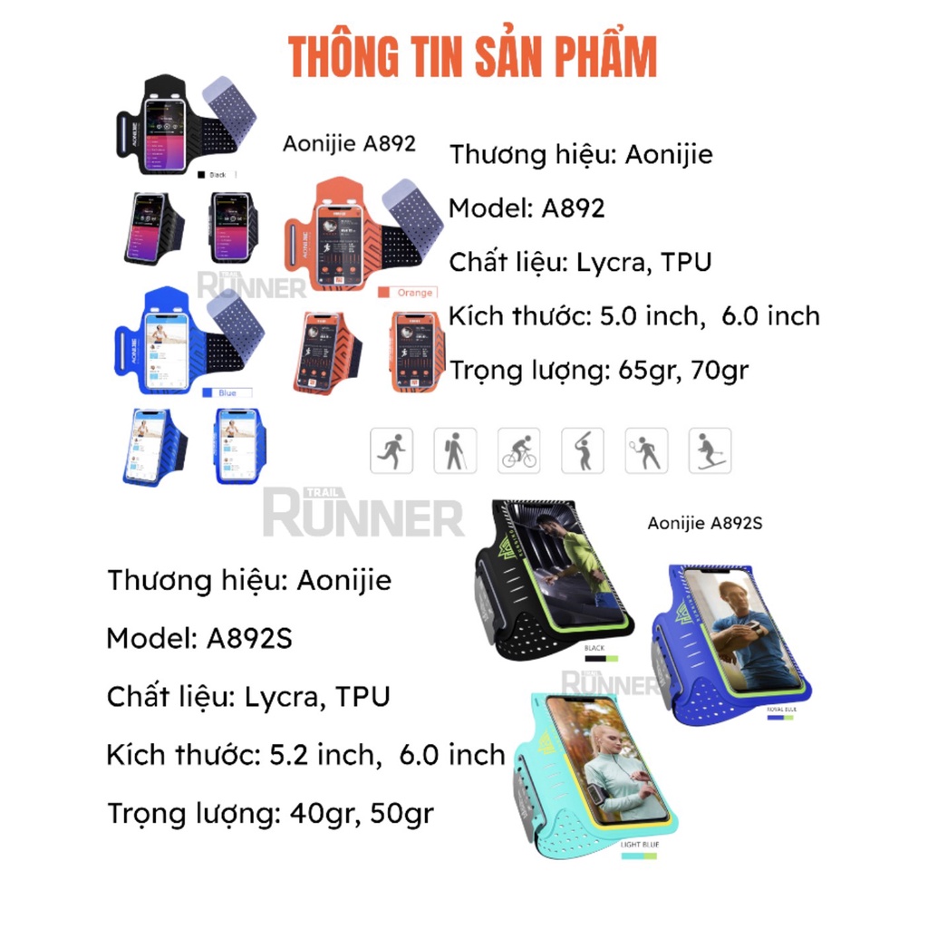 Đai đeo điện thoại bắp tay AONIJIE A892 - AONIJIE A892S an toàn bền chắc khi chạy bộ