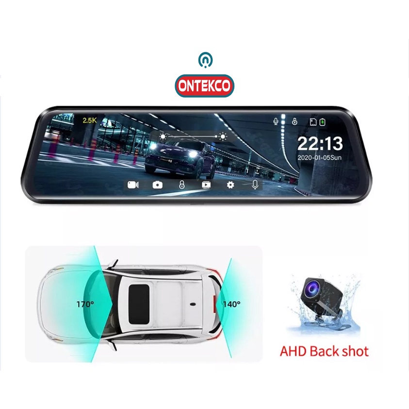 Camera hành trình ô tô ONTEKCO KG10 màn hình 10 inh, Full HD 1080p gương , ghi hình trước sau- Bảo hành 12 tháng | BigBuy360 - bigbuy360.vn
