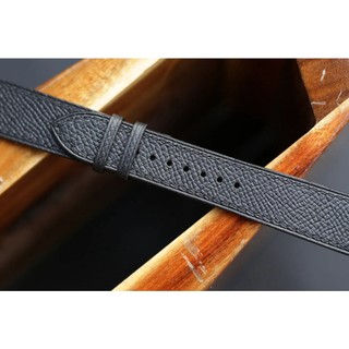 Dây da đồng hồ handmade Da epsom đen