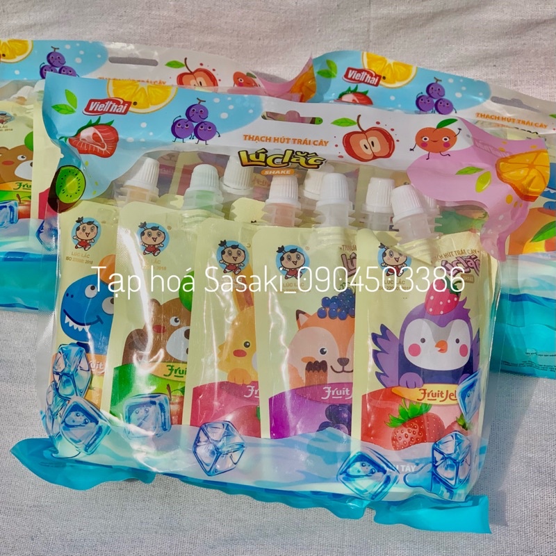 Thạch Hoa Quả Lúc Lắc 5 Vị Thanh Mát Việt Thái Túi 10 Chiếc 800g