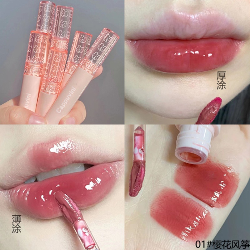 Son kem bóng CAPPUVINI gấu hồng Bubbly Bear Lip Glaze ombre gấu xanh hồng căng bóng mềm mịn