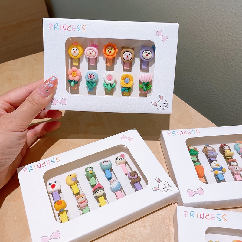 Bộ Kẹp Tóc Mini Họa Tiết Hoạt Hình Dễ Thương Cho Bé Gái
