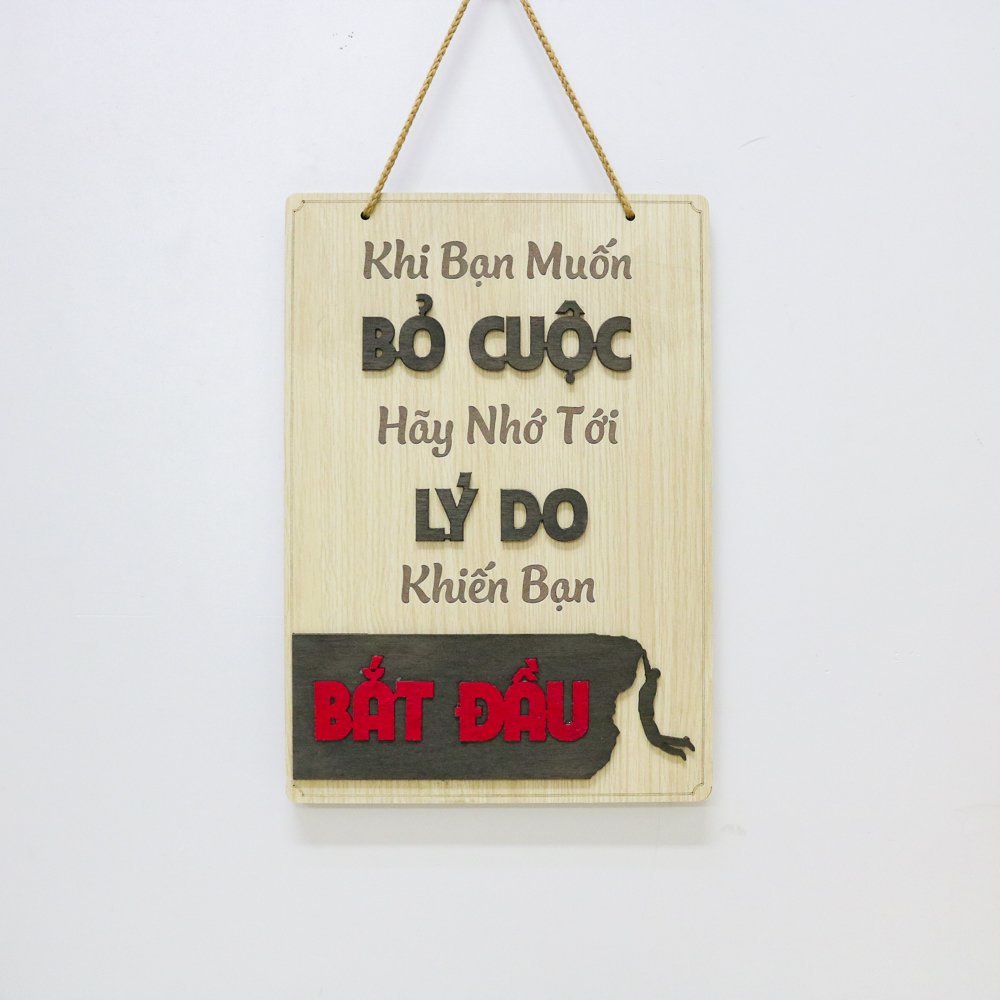 Bảng Gỗ Khẩu Hiệu, Slogan BỔ CUỘC - LÝ DO Treo Tường Tạo Động Lực,Trang Trí Văn Phòng MỘC DECOR KH17