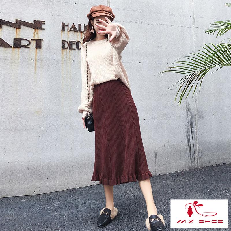 Chân Váy Len Dáng Chữ a Lưng Cao Phối Bèo Phong Cách Hàn Quốc Thời Trang Thu Đông 2022 Mới