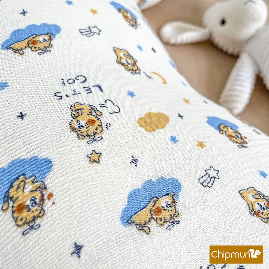 Gối ôm mặt trăng đa năng xô muslin CHIPMUNK dành cho bé 0-5 tuổi