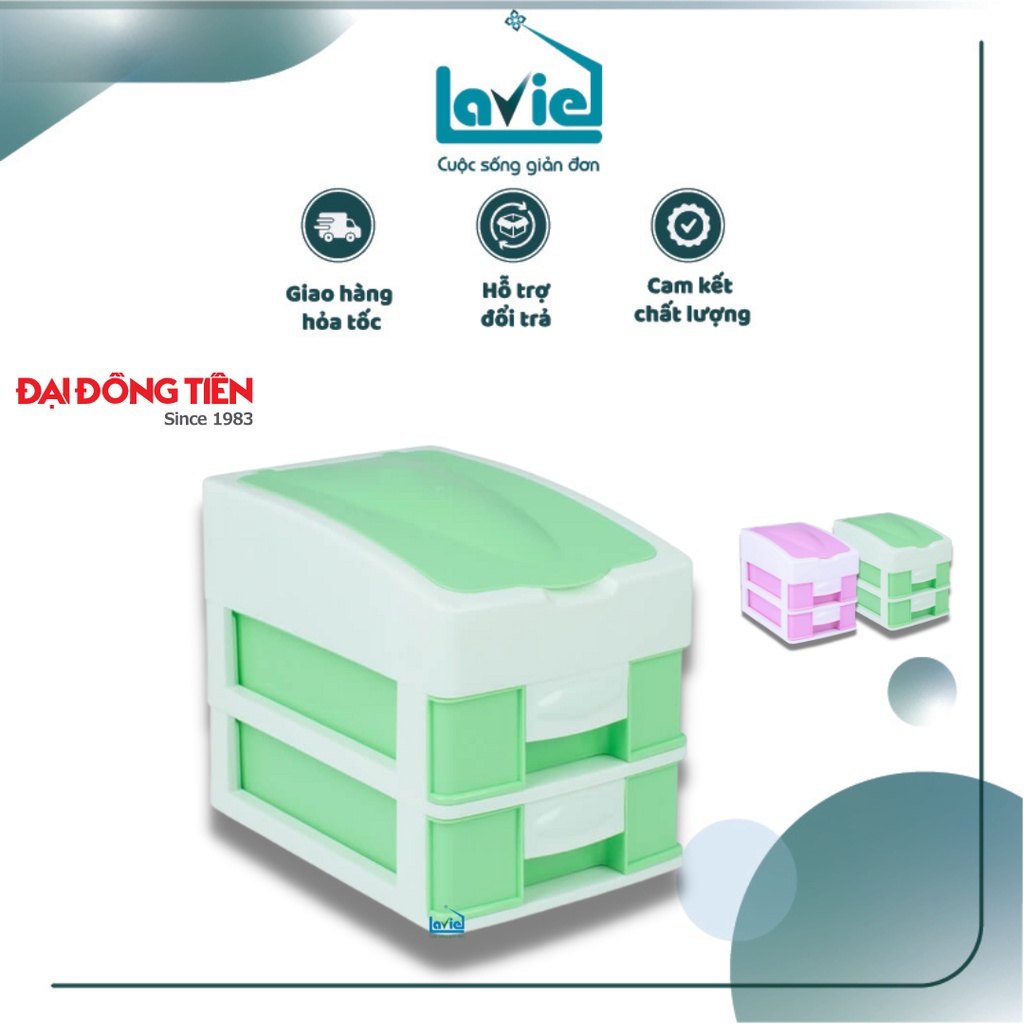 Tủ nhựa đa năng 3 ngăn mini đựng vật dụng để bàn tiện lợi tiết kiệm không gian KT 18.2x26.5x22cm Đại Đồng Tiến