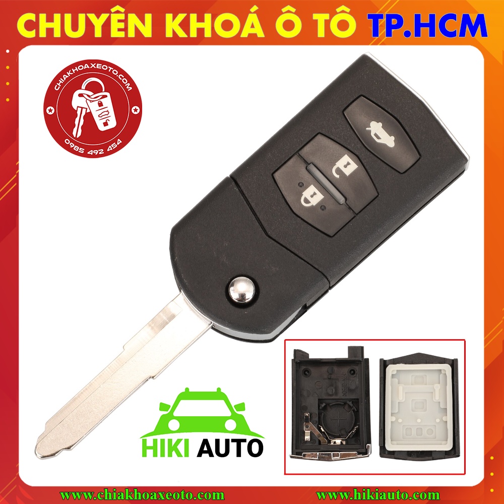 Vỏ chìa khoá Mazda 2 3 6 loại remote gập lưởi bên hông, Thay vỏ mơi mang lại nét đẹp như thuở ban đầu mới yêu xe