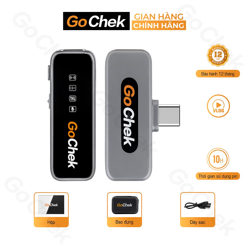 Micro thu âm không dây GoChek khử tiếng ồn khi live/quay video/ghi âm cho điện thoại/máy tính dòng cao cấp GC-A/B ULTRA