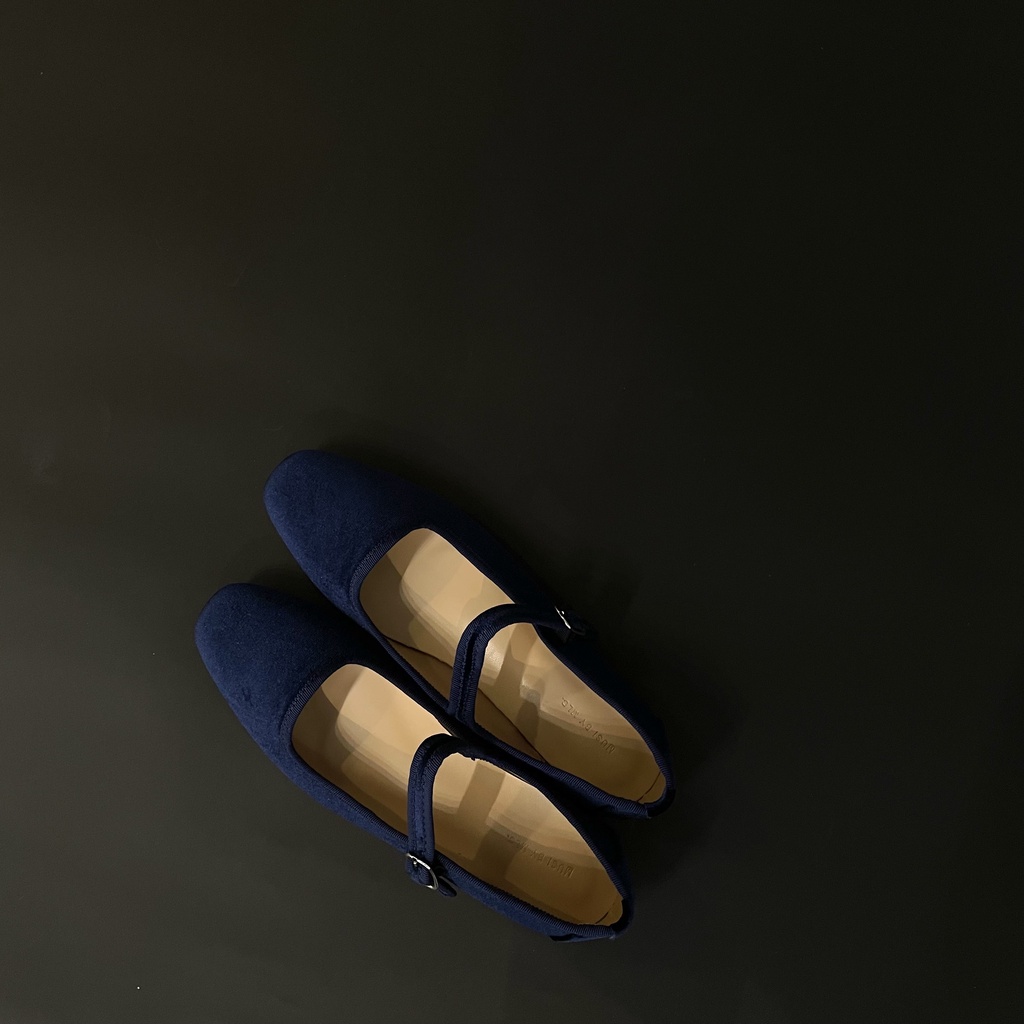 Giày Búp Bê Da Lộn Mũi Vuông Màu Đen Thời Trang Xuân Thu 2023 Cho Nữ