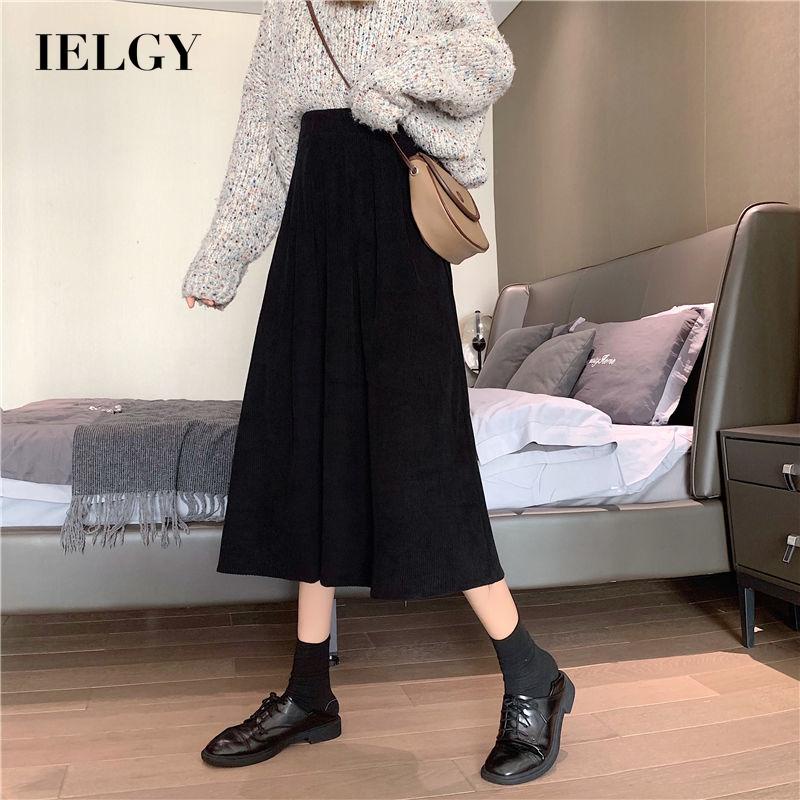 IELGY IELGY Chân Váy Lửng Vải Nhung Phong Cách retro Thời Trang Cho Nữ