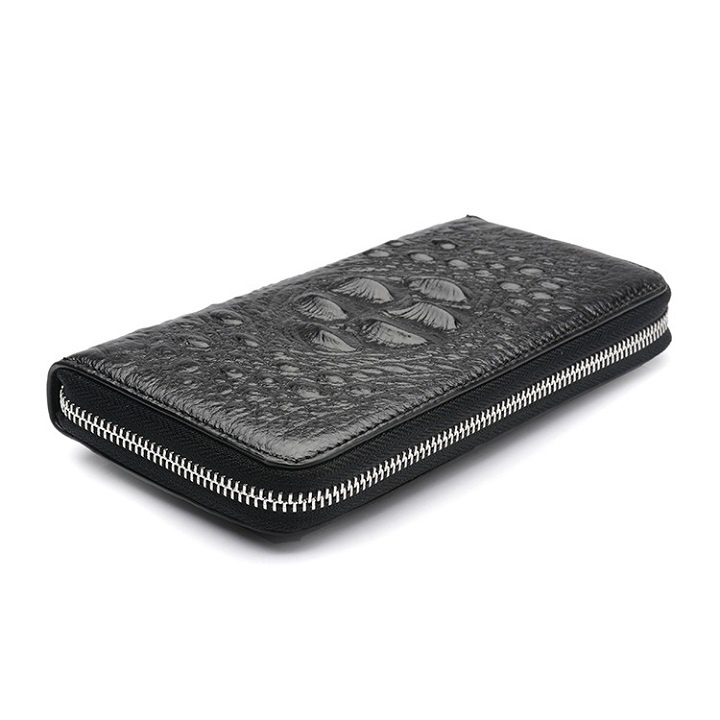 Ví Cầm Tay Nam Da Bò Dập Vân Cá Sấu 1 Ngăn Nam Tính