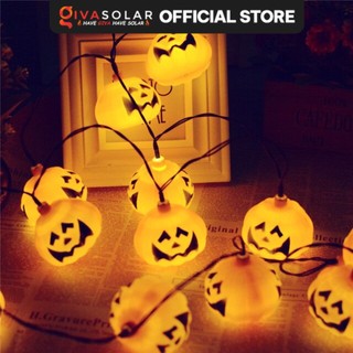 Dây đèn led bí ngô dùng năng lượng mặt trời trang trí Halloween GIVASOLAR GV-PHSL-3