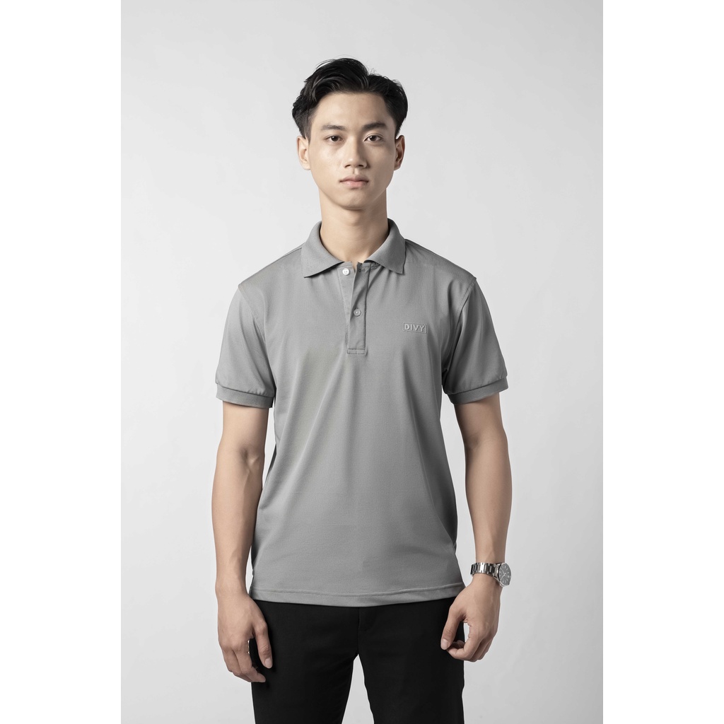 Áo Polo nam có cổ Basic DIVY màu xám chì vải cá sấu cotton CVC chống nhăn cao cấp, nam tính, thanh lịch, sang trọng