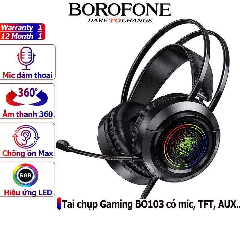 Tai nghe chụp tai có dây cho Game thủ BOROFONE BO103(hàng pass)
