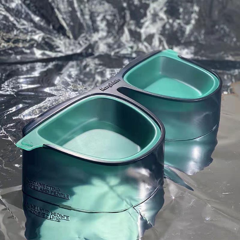 HamshMoc Bát Đôi 3 Trong 1 Dành Cho Thú Cưng # 15° Tô Đựng Thức Ăn Nước Uống Chống Tràn Dành Cho Mèo Cưng