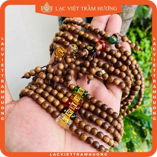Vòng tay trầm hương 108 hạt lu thống om ma ni trầm tốc tự nhiên cao cấp - lạc việt trầm hương