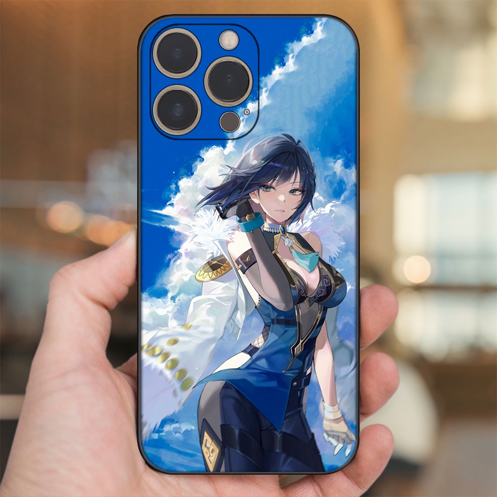Ốp lưng iPhone 14 Pro dẻo đen cạnh vuông in hình Yelan Genshin Impact