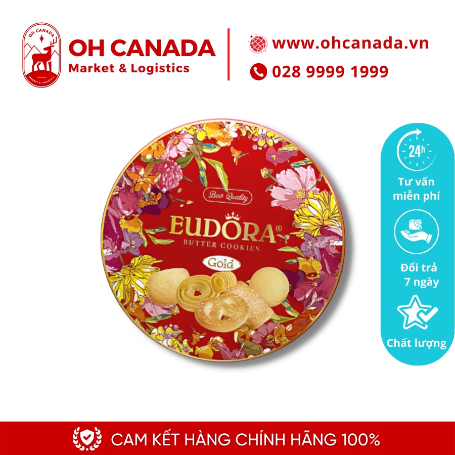 Bánh quy bơ Eudora – hộp thiếc đỏ 112g