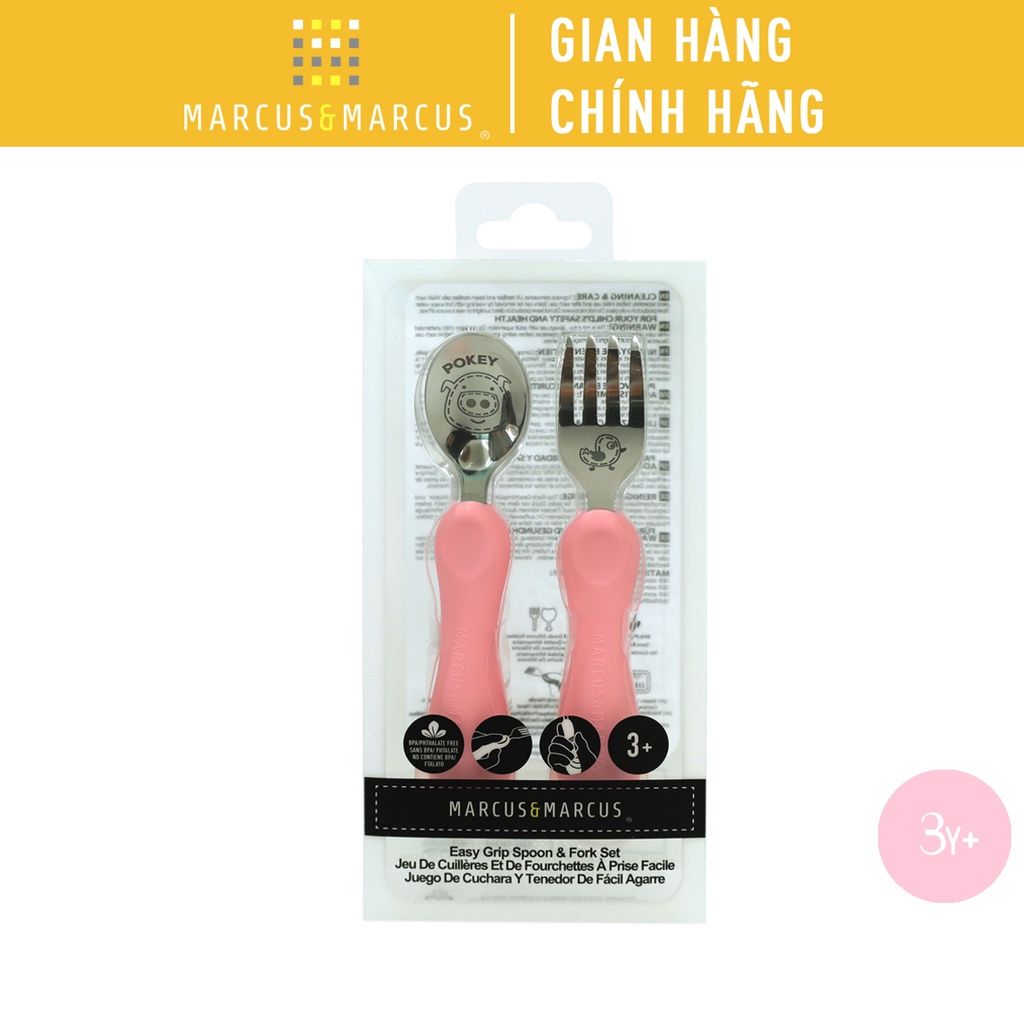 Bộ thìa nĩa ăn dặm cho bé Easy Grip Marcus & Marcus, từ 3 tuổi - Pokey