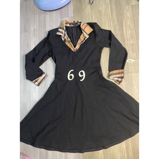 2hand đầm đen tay dài dày dặn eo 69cm mã 180