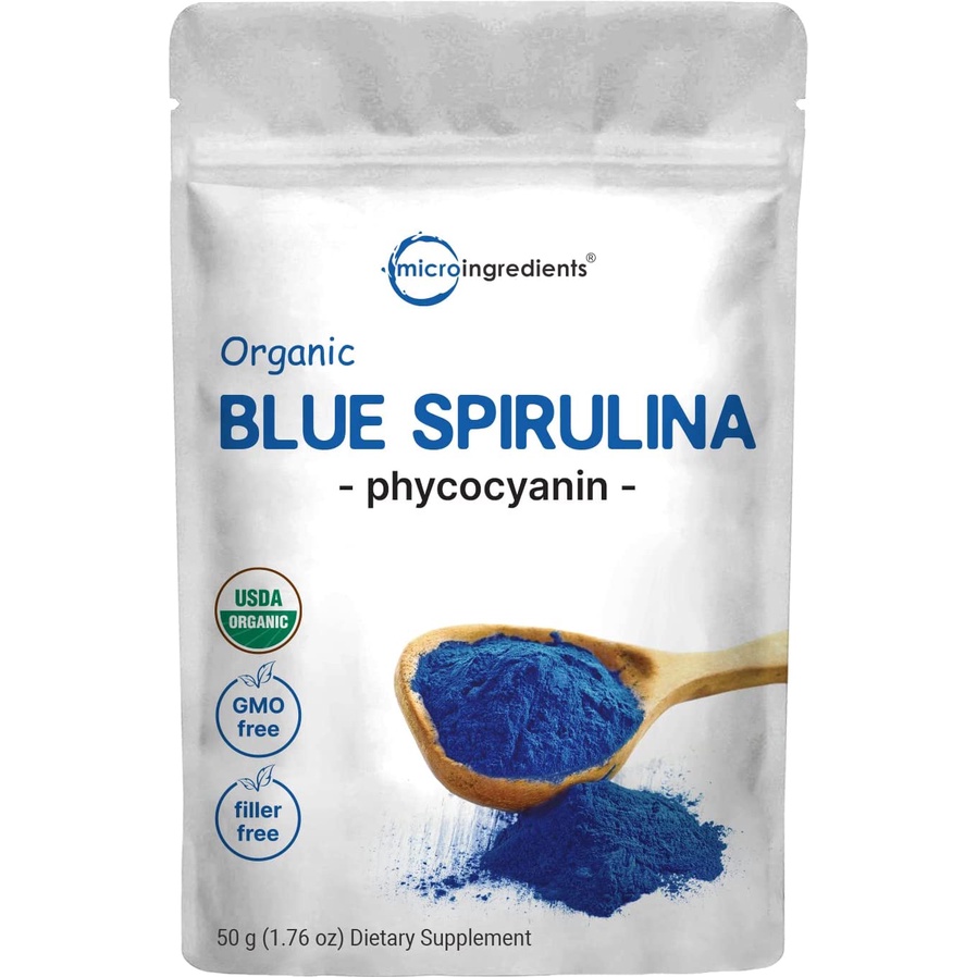 Bột tảo xoắn xanh hữu cơ Micro Ingredients Organic Blue Spirulina Powder 50g