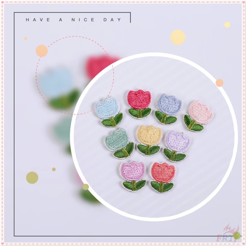 ♥ Miếng Dán Hình Hoa Tulips Mini Tự Dính ♥ 1 Miếng Dán Ủi Quần Áo Hình Bông Hoa