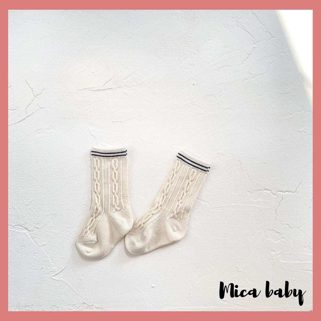 Tất vớ cao cổ chất len dập hình nổi phong cách Hàn Quốc đáng yêu cho bé T40 Mica baby