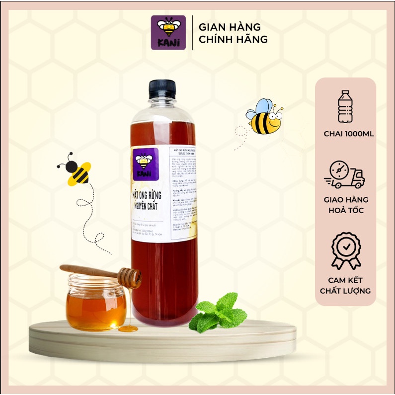 Mật ong rừng nguyên chất chai 1000ml - Kani