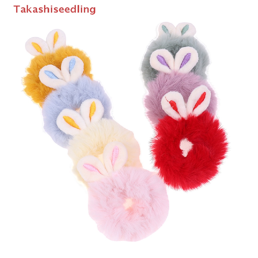 Dây Cột Tóc Tai Thỏ Phủ Lông Màu Sắc Ngọt Ngào Xinh Xắn Cho Nữ