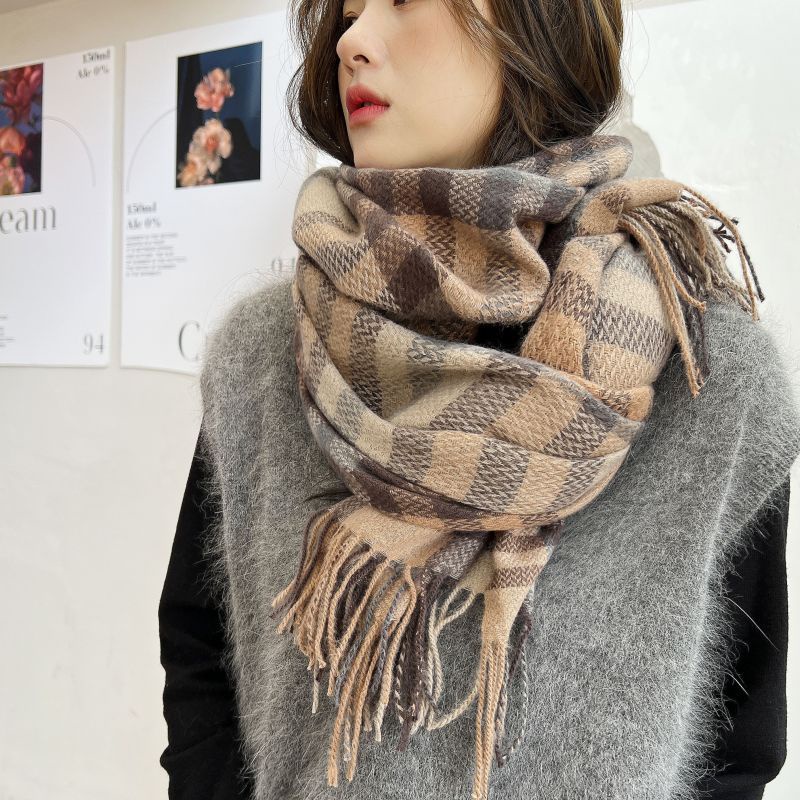 Khăn Choàng Cổ Vải Cashmere Dày Ấm Áp Kích Thước 68 * 180cm / 27 * 71 * inch