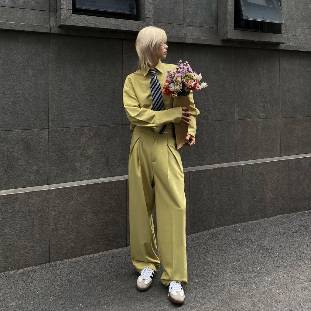 COMMON SENSE - Quần áo sơ mi unisex oversized màu vàng mù tạt