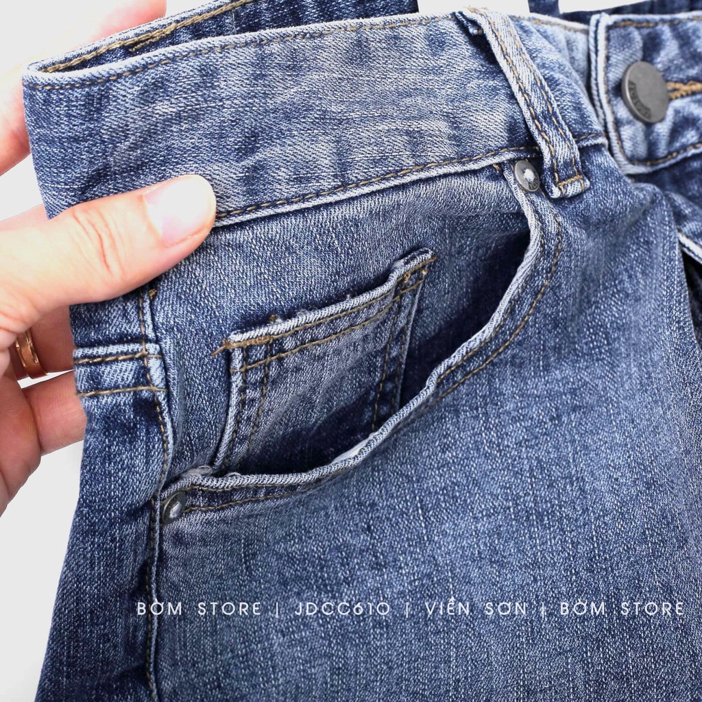 Quần Jean Dài Nam Cao Cấp Mẫu Xanh Viền Sơn Không Lai BEACON DENIM Form Slim Fit JDCC610