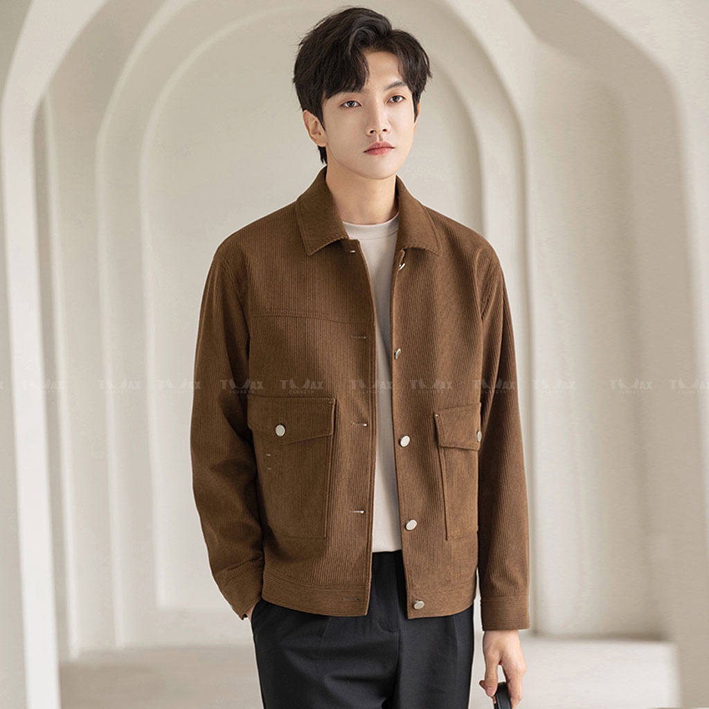 Áo khoác nhung tăm JACKET, áo khoác TMAX CLOSETS jacket hai lớp thời trang ,cá tính TM-22035
