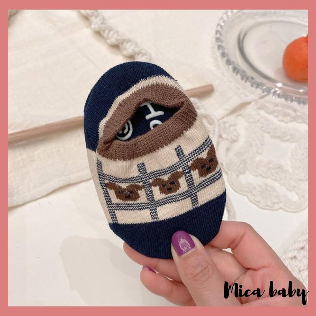 Tất lười cho bé, tất cổ ngắn in hình gấu chống trượt đáng yêu cho bé T34 Mica baby